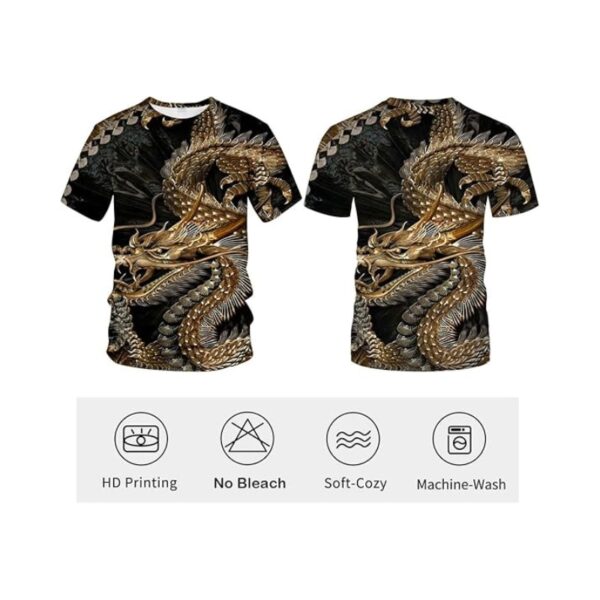 Men's Golden Dragon T-Shirt, Short Sleeve Anime Graphic