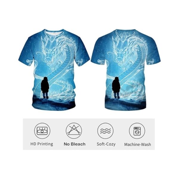 Men's Blue Dragon T-Shirt, Short Sleeve Anime Graphic