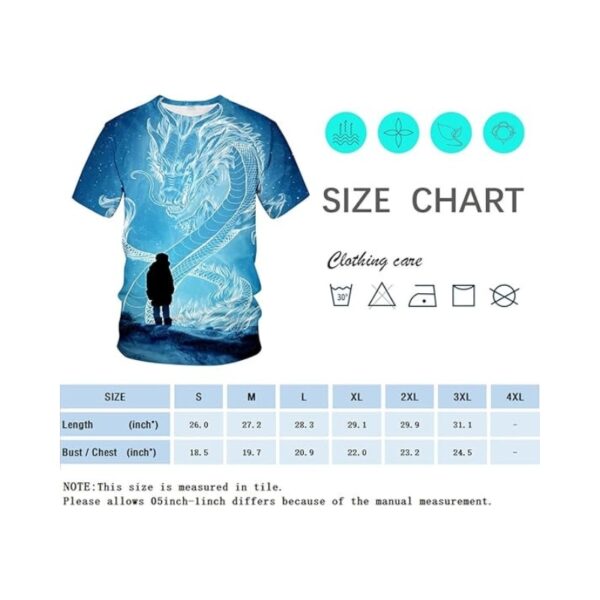 Men's Blue Dragon T-Shirt, Short Sleeve Anime Graphic